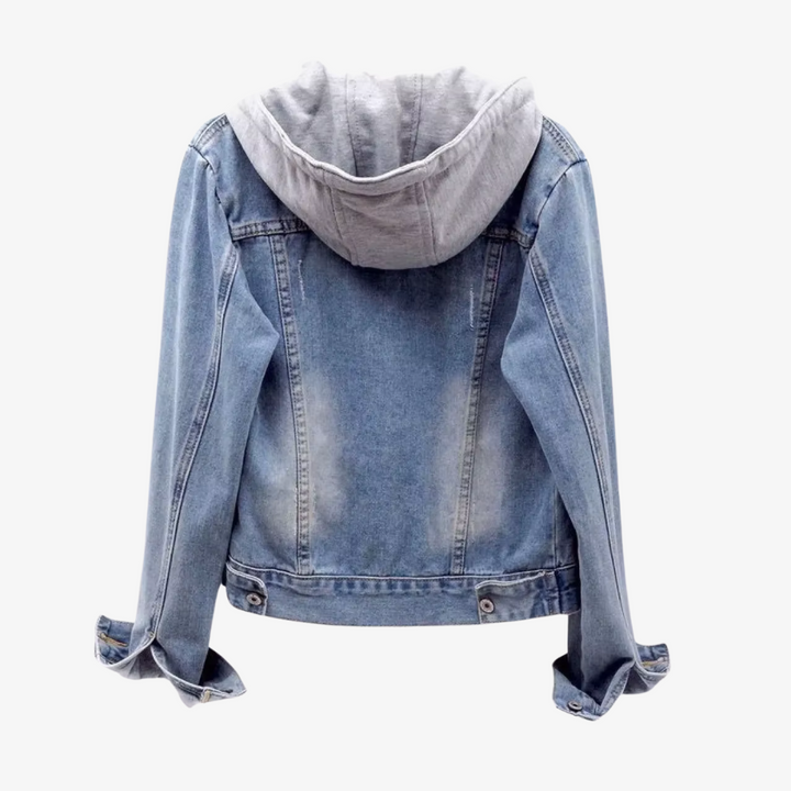 Stylish Cropped Denim Jacket with Hood for Women