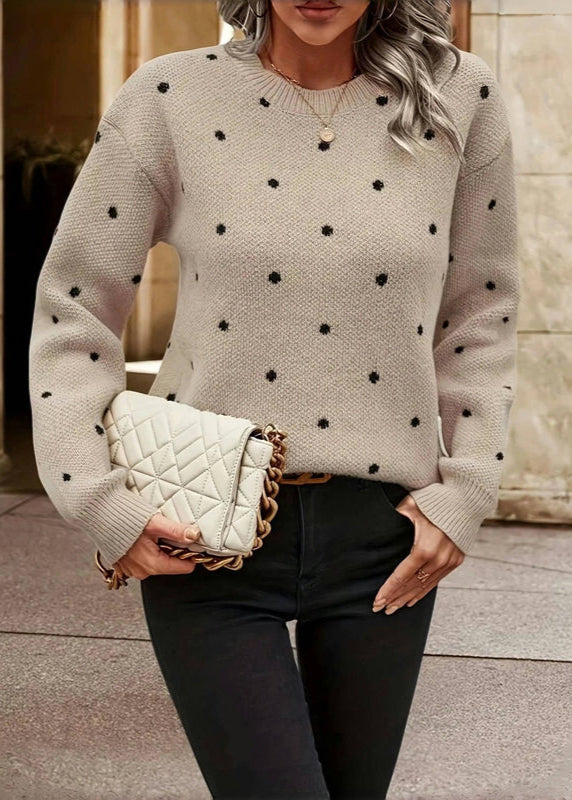 Polira | Women’s Polka Dot Knit Sweater | Playful Texture & Casual Style