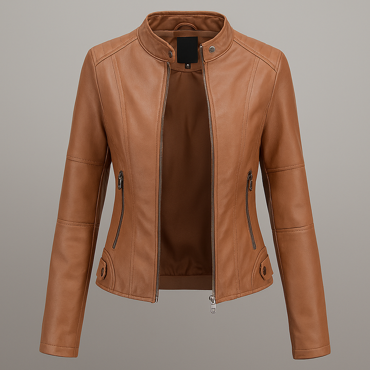 Women’s Fitted Red Leather Moto Jacket
