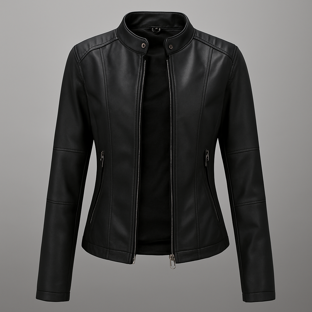 Women’s Fitted Red Leather Moto Jacket