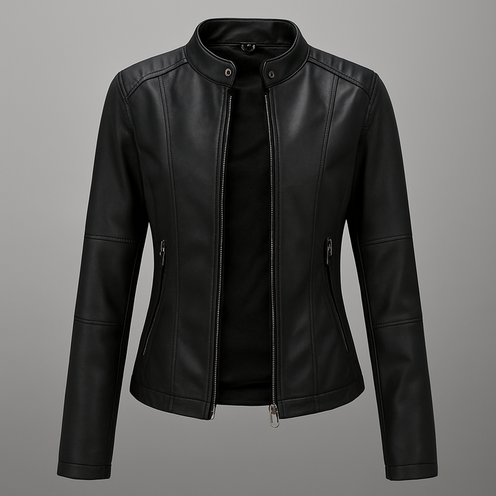 Women’s Fitted Red Leather Moto Jacket