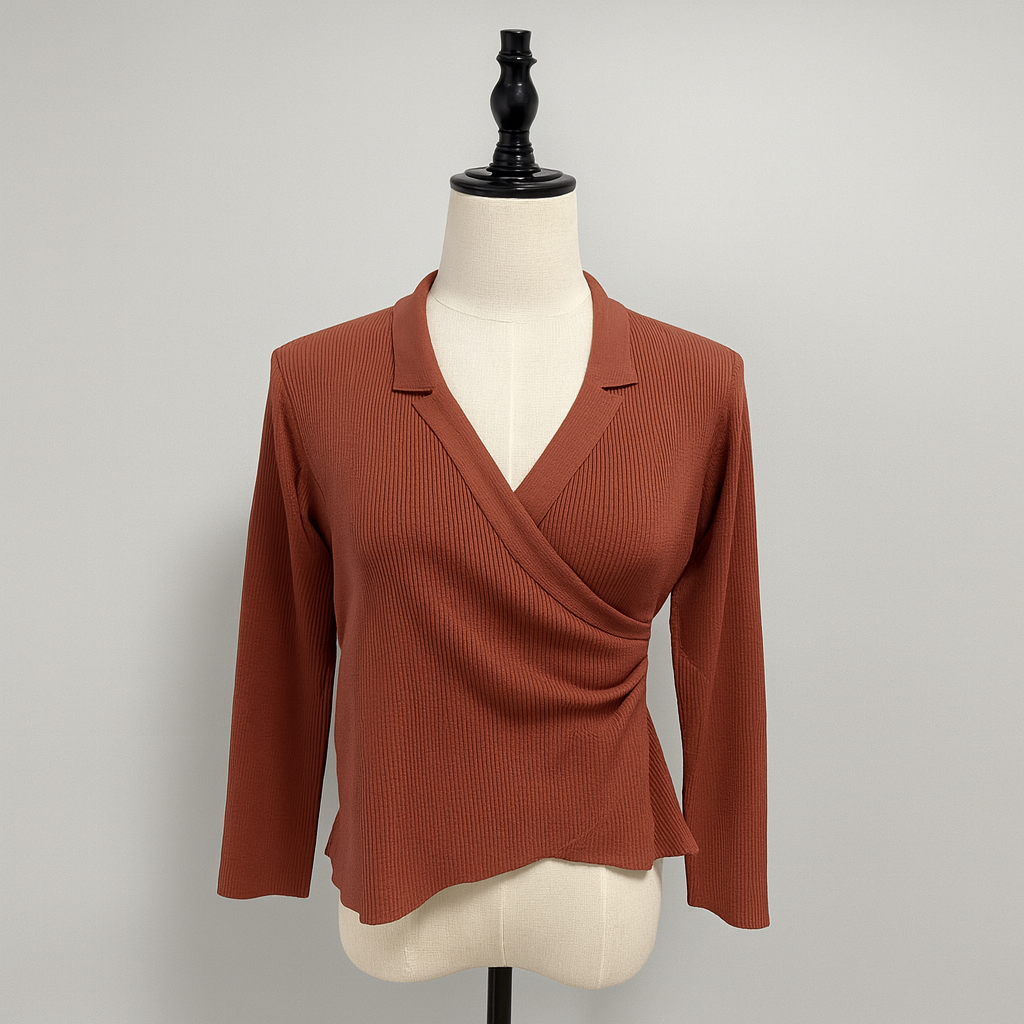 Emira | Women’s Asymmetrical Slim Fit Sweater | Unique Collar, Streamlined Cut