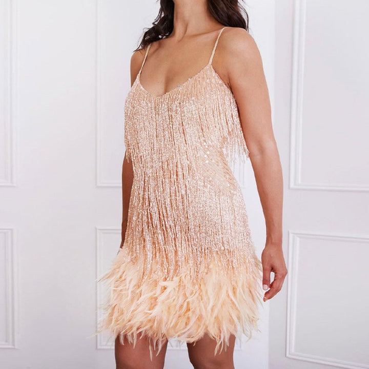 Ximena | Women's Feather Mini Dress