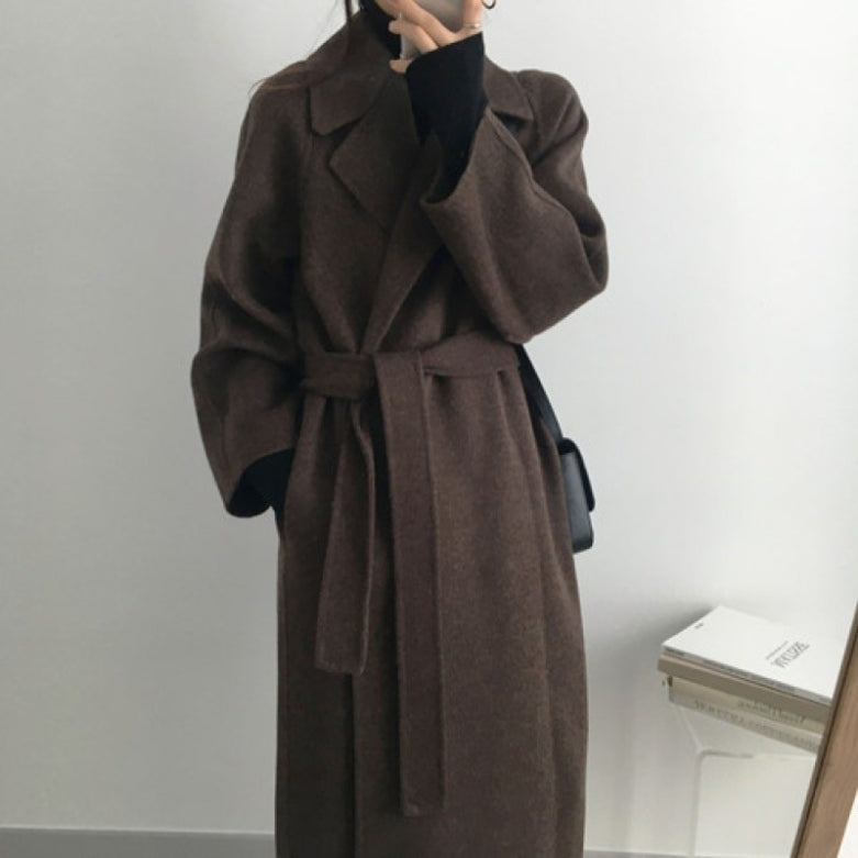 Lilibet | Women’s Longline Coat | Belted Wool-Blend Wrap for Minimalist Outerwear