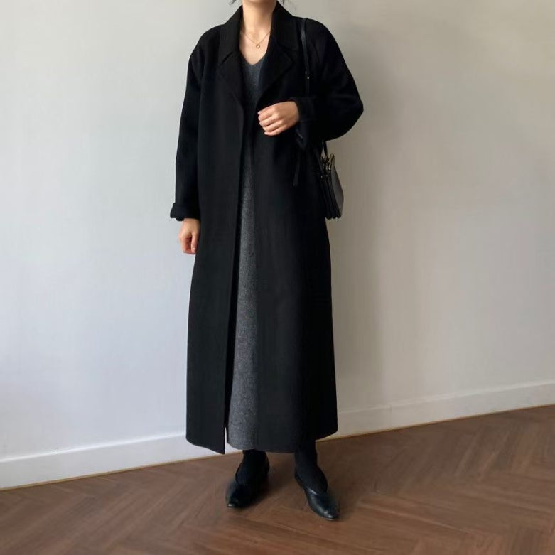 Lilibet | Women’s Longline Coat | Belted Wool-Blend Wrap for Minimalist Outerwear