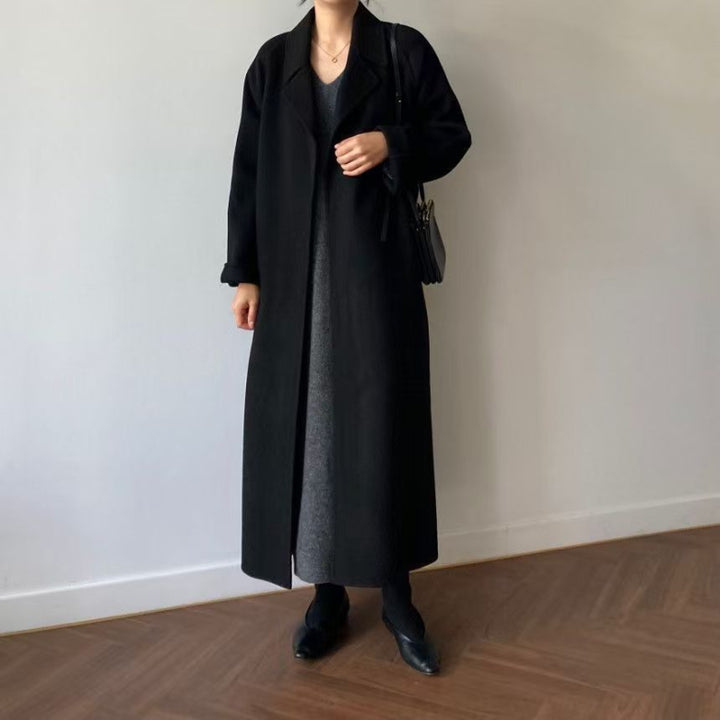 Lilibet | Women’s Longline Coat | Belted Wool-Blend Wrap for Minimalist Outerwear