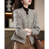 Frevian | Women's Vintage Tweed Slim-Fit Work Style Plaid Coat