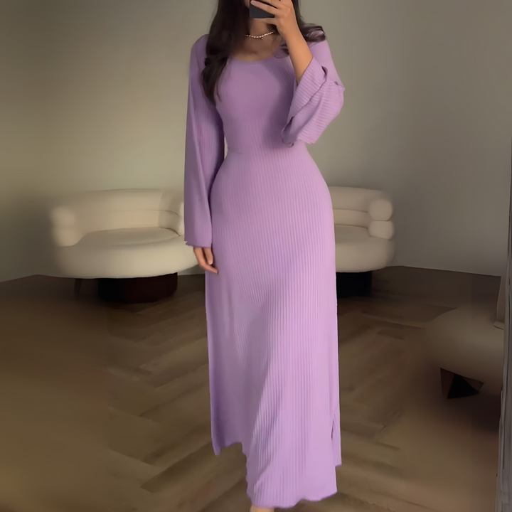 Odess | Women's Plain Elegant Maxi Dress | Long Sleeves