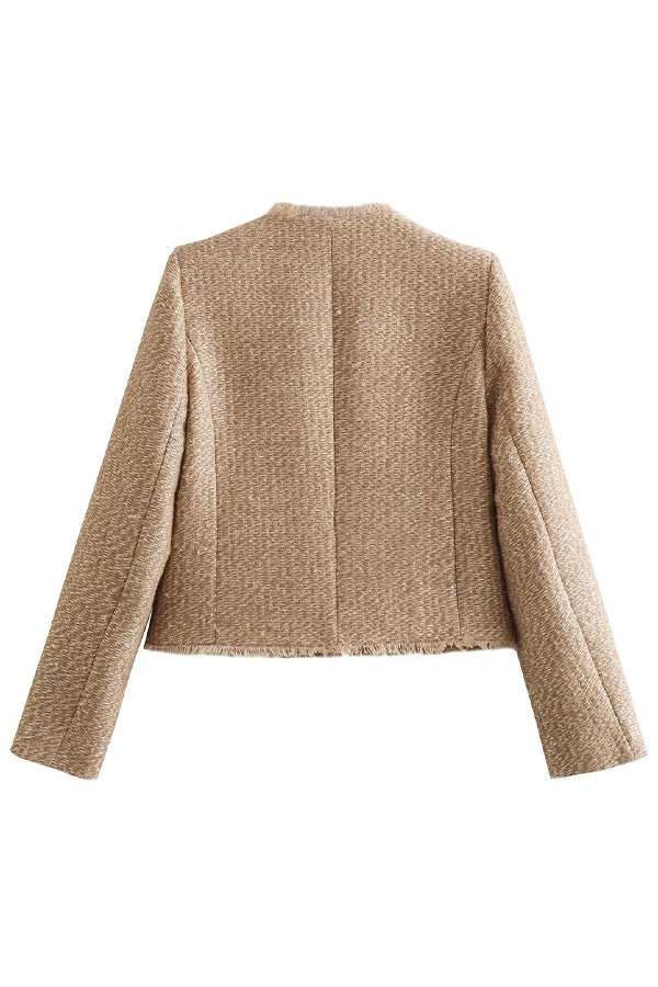 Brivelle | Women's Textured Crew Neck Jacket | Unique & Stylish