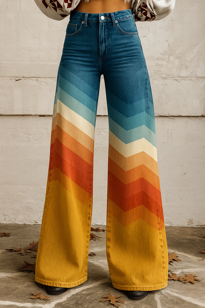Catlina | Women's Rainbow Lines Pants | Flare