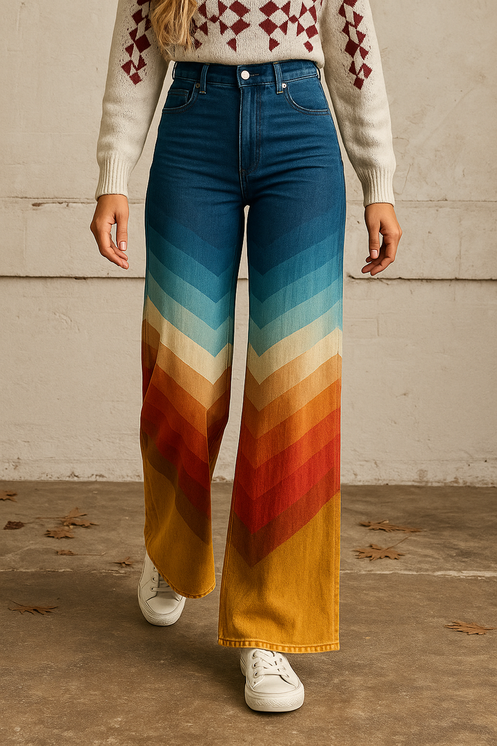 Catlina | Women's Rainbow Lines Pants | Flare
