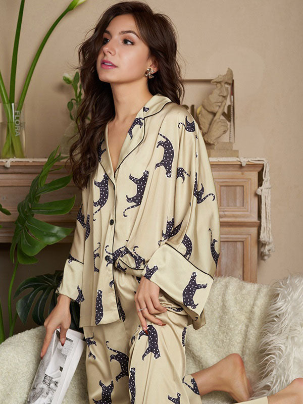 Clariz | Women’s Leopard Dolman Sleeve Pajamas Set | Stylish and Comfortable