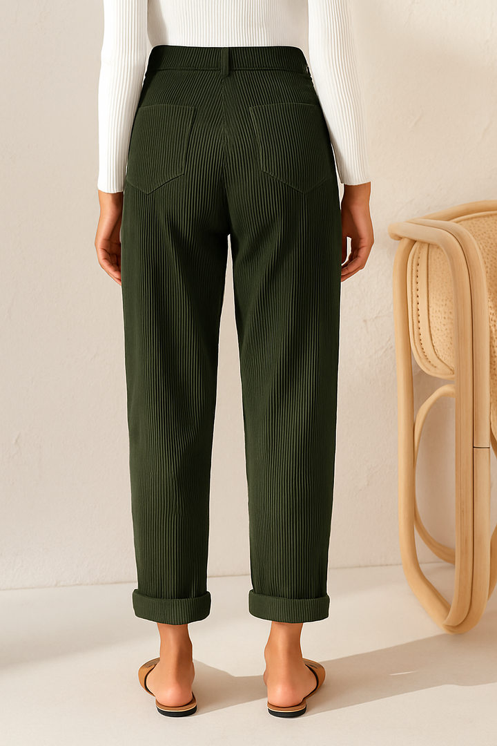 Deilan | Women's Corduroy Folded Pants | Oversized