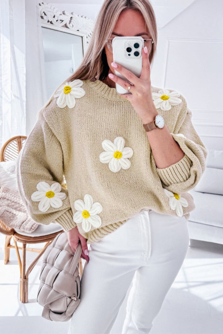 Florell | Women’s Floral Knit Sweater | Subtle Detail & Everyday Layer