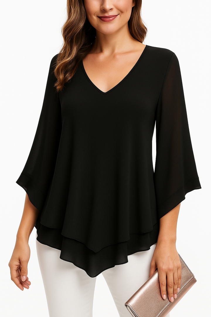 Evian | Women's Flare V-Neck Blouse | Casual