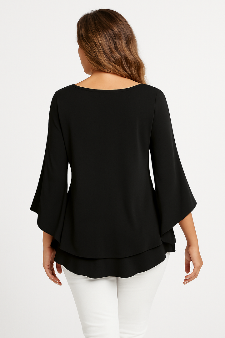 Evian | Women's Flare V-Neck Blouse | Casual