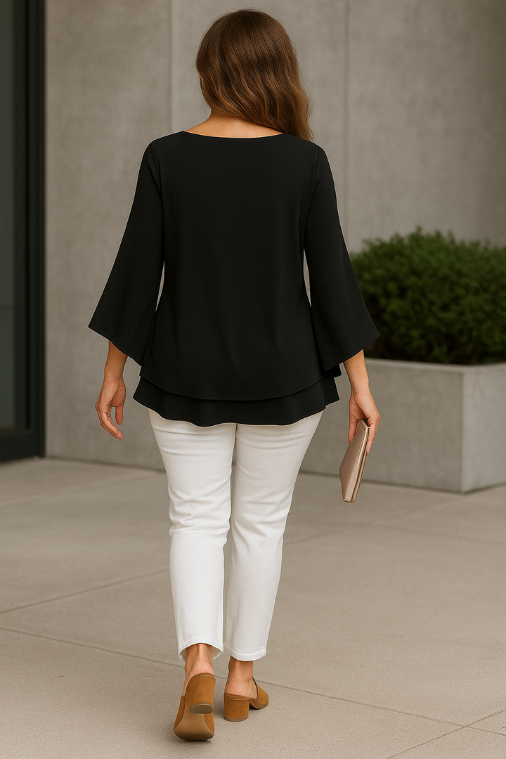 Evian | Women's Flare V-Neck Blouse | Casual