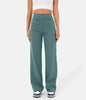 Elasticated casual trousers with a high waist and straight legs for women