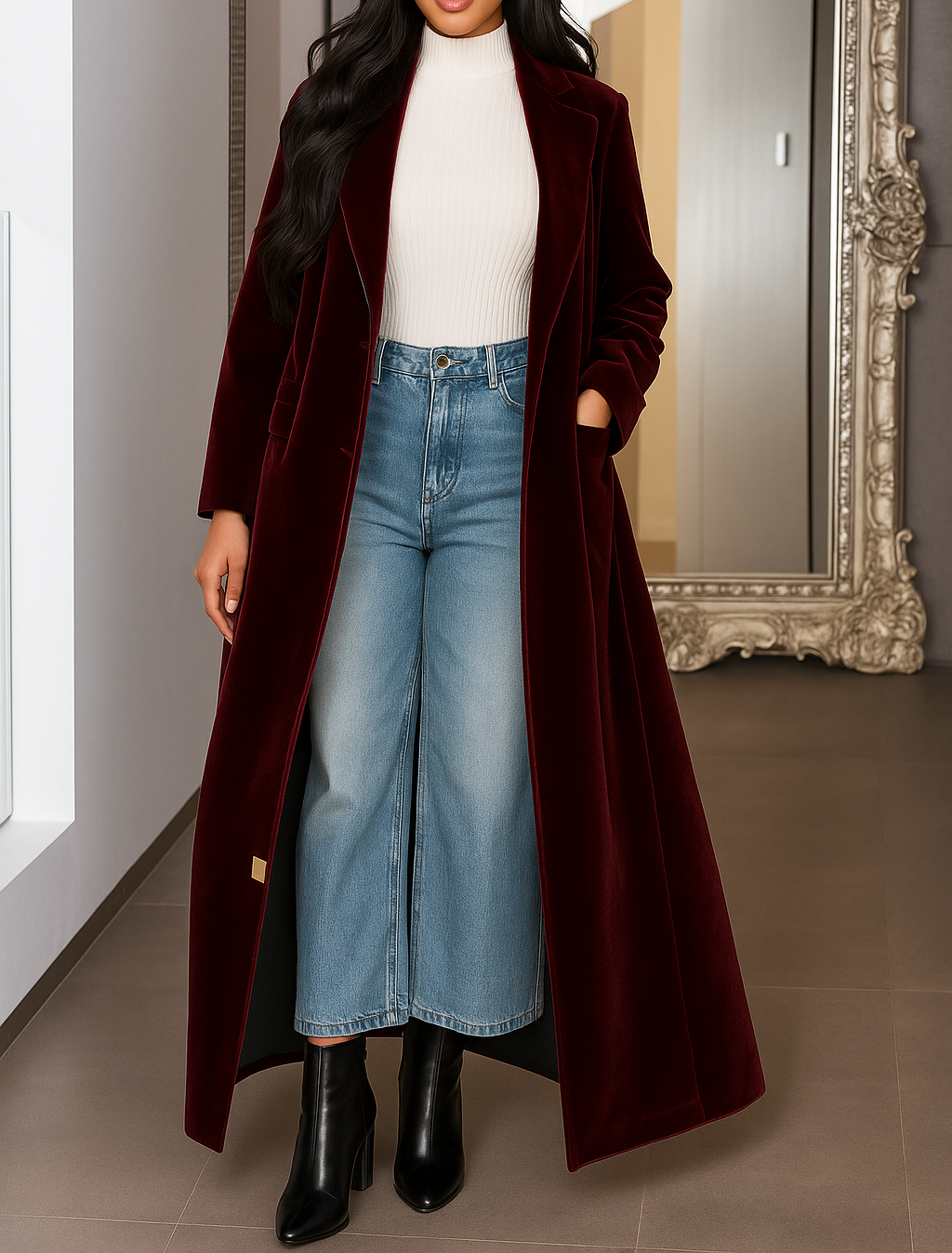 Joretta | Women’s Vintage Lapel Pocket Coat | Colorblock & Relaxed