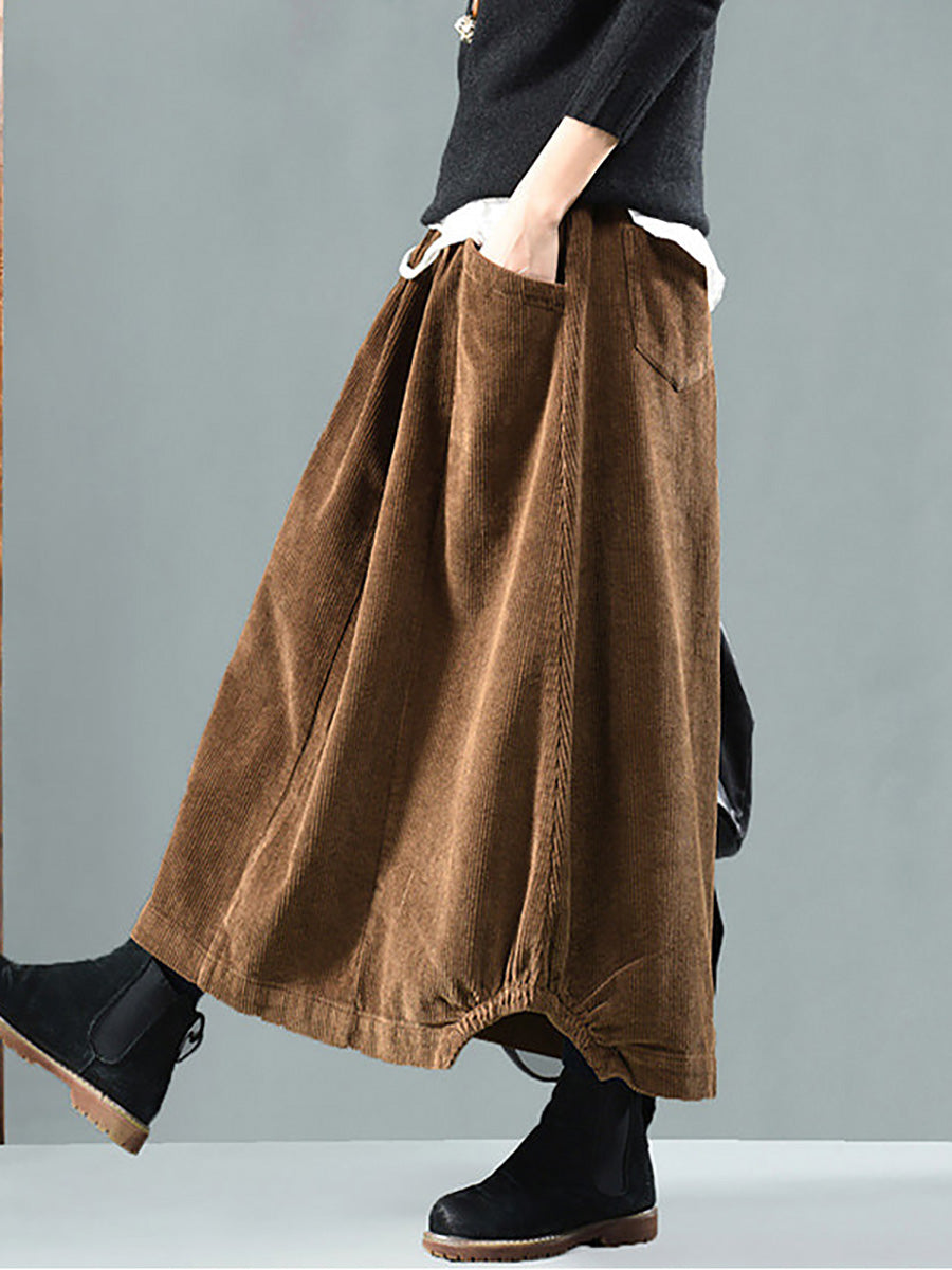 Lishan | Women’s Calf-Length Corduroy Skirt | High Waist