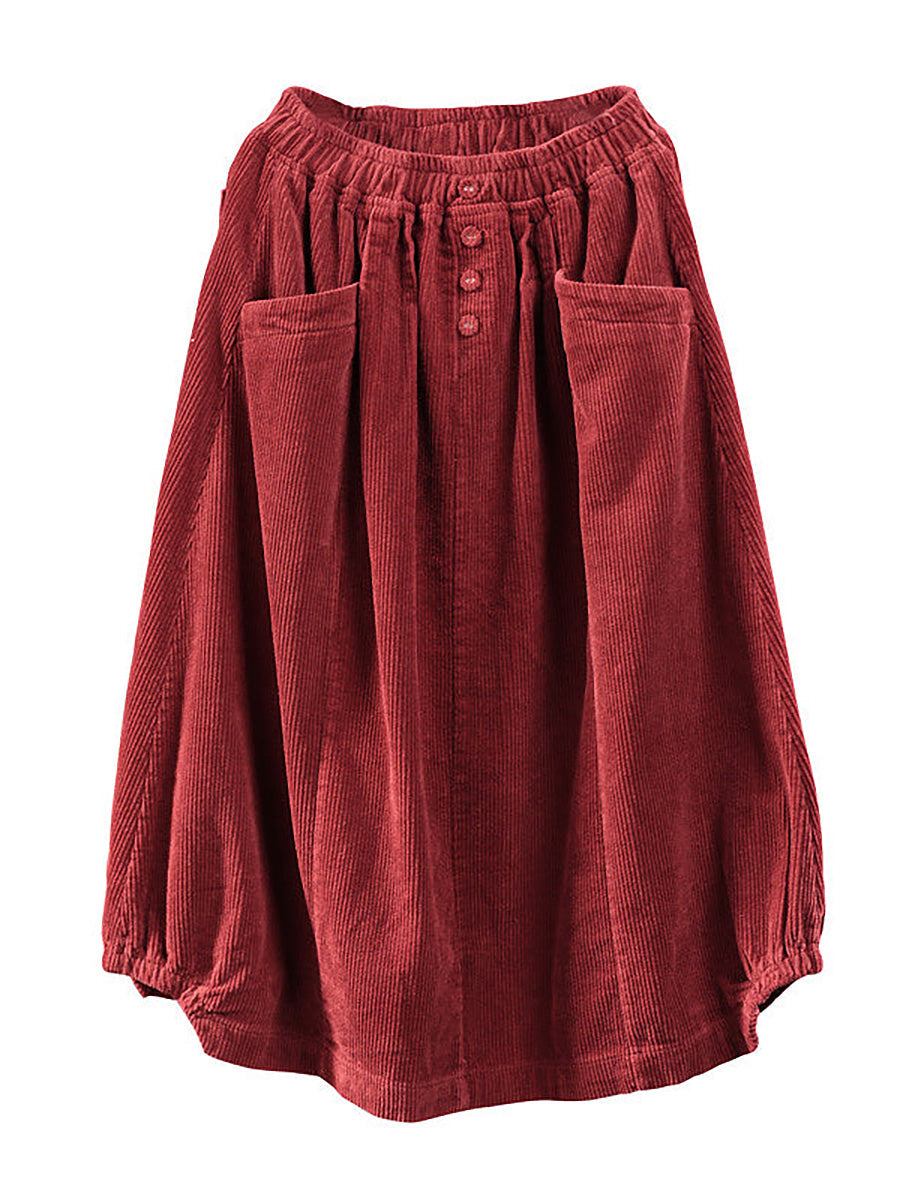 Lishan | Women’s Calf-Length Corduroy Skirt | High Waist