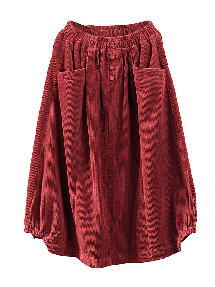 Lishan | Women’s Calf-Length Corduroy Skirt | High Waist