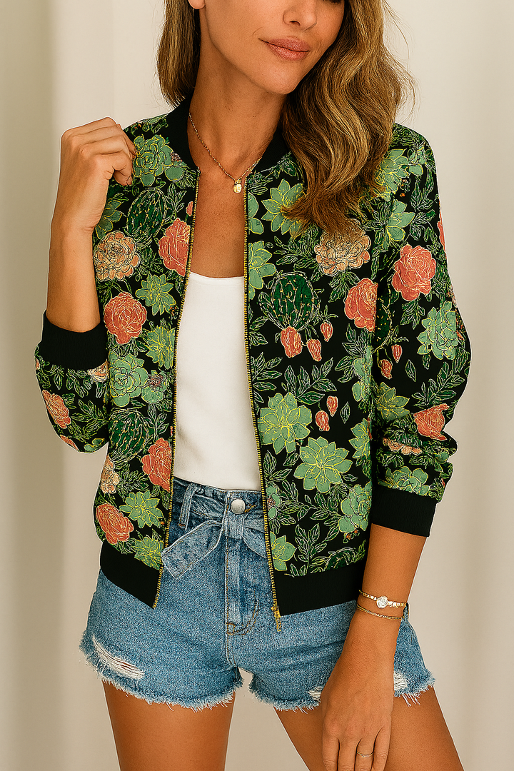 Lizanda | Women’s Vintage Floral Print Jacket | Autumn Fit & Feminine Touch