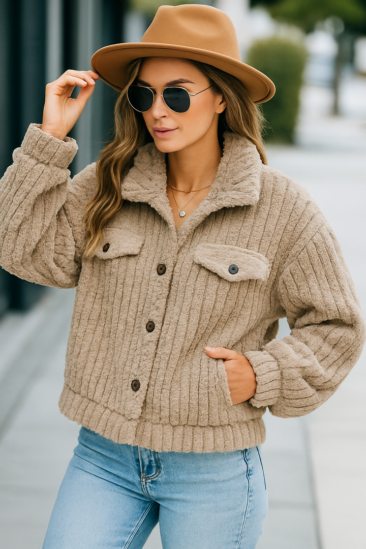 Lumira | Women’s Plush Buttoned Jacket | Relaxed Fit & Cold-Day Ease