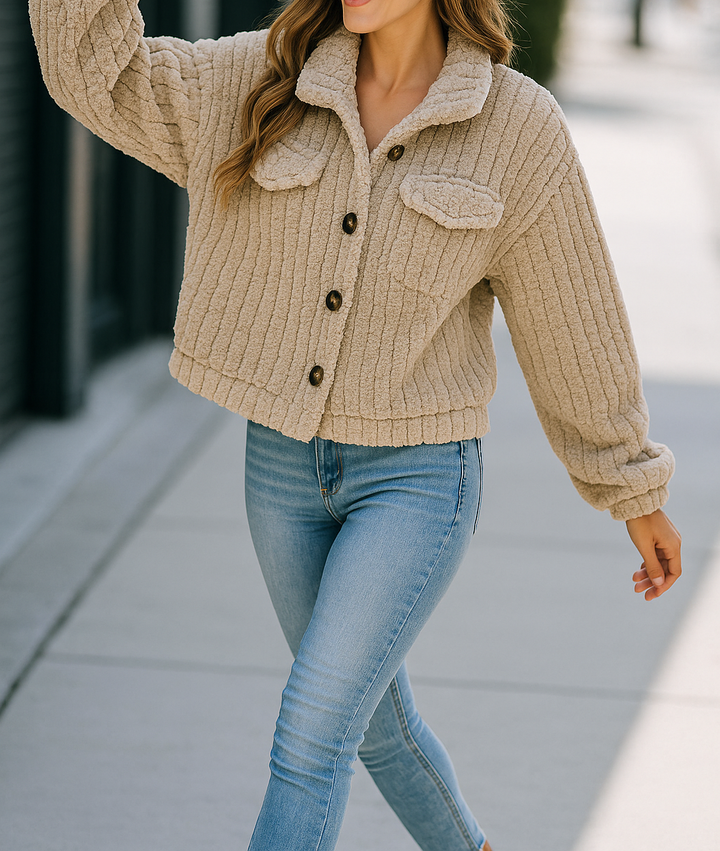 Lumira | Women’s Plush Buttoned Jacket | Relaxed Fit & Cold-Day Ease