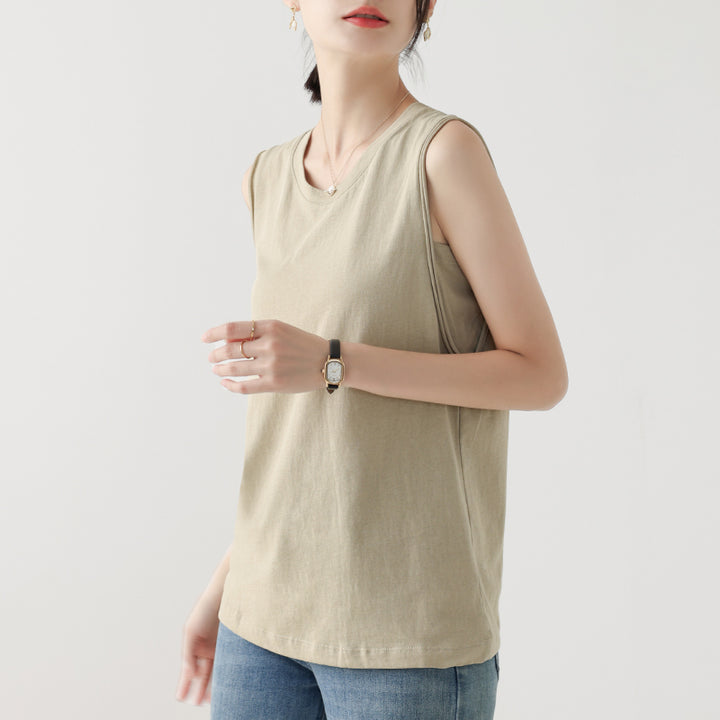 Lynnie | Women's Simple V-Neck Slub Tank| Relaxed