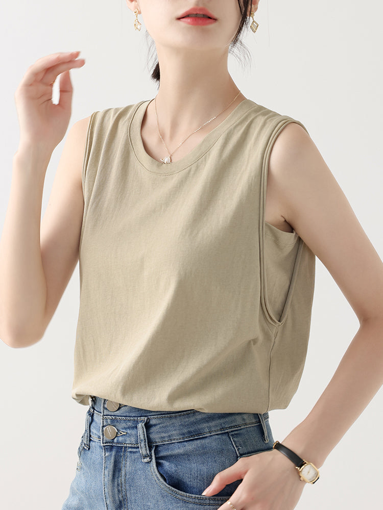 Lynnie | Women's Simple V-Neck Slub Tank| Relaxed