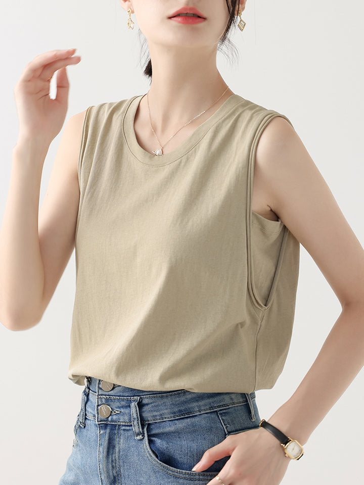 Lynnie | Women's Simple V-Neck Slub Tank| Relaxed