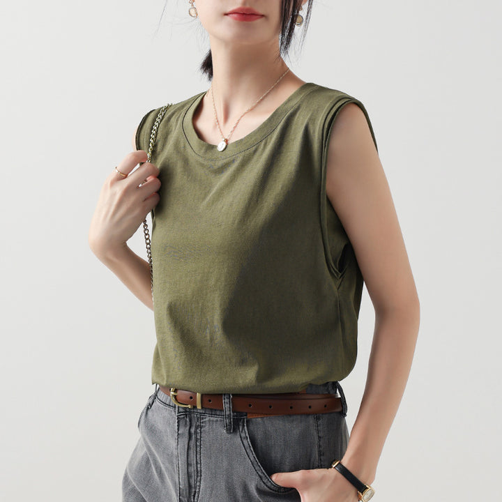 Lynnie | Women's Simple V-Neck Slub Tank| Relaxed