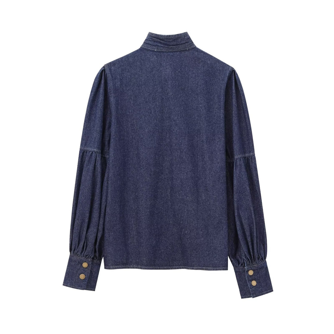 Maja | Women's Stylish Puff Sleeves Top | Denim Style