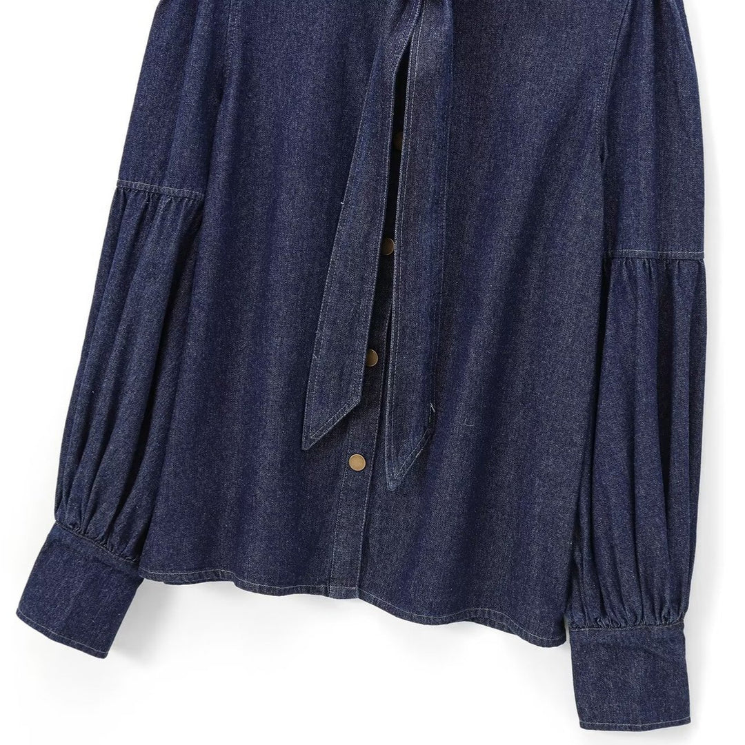 Maja | Women's Stylish Puff Sleeves Top | Denim Style