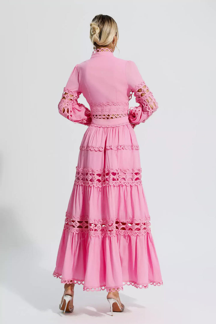 Marisyl | Women's Two-Piece Set | Stand Collar Lantern Sleeve Top & High Waist Skirt