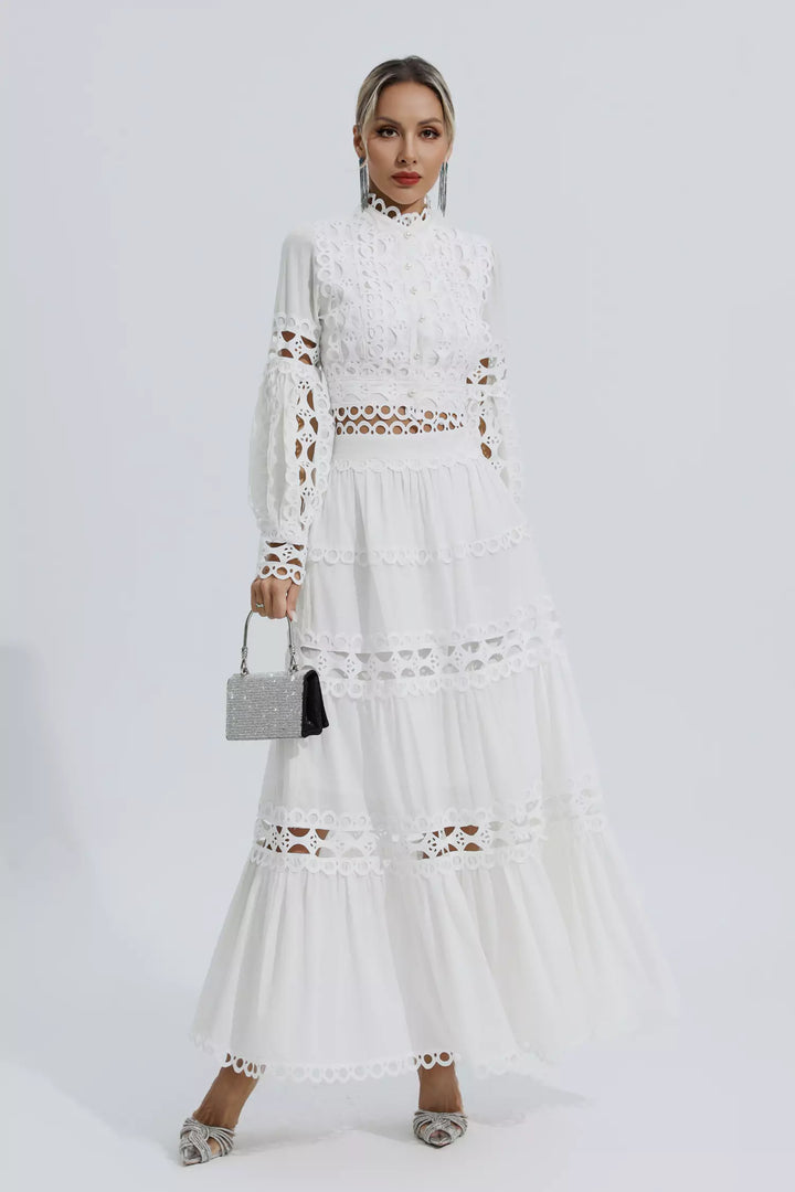 Marisyl | Women's Two-Piece Set | Stand Collar Lantern Sleeve Top & High Waist Skirt