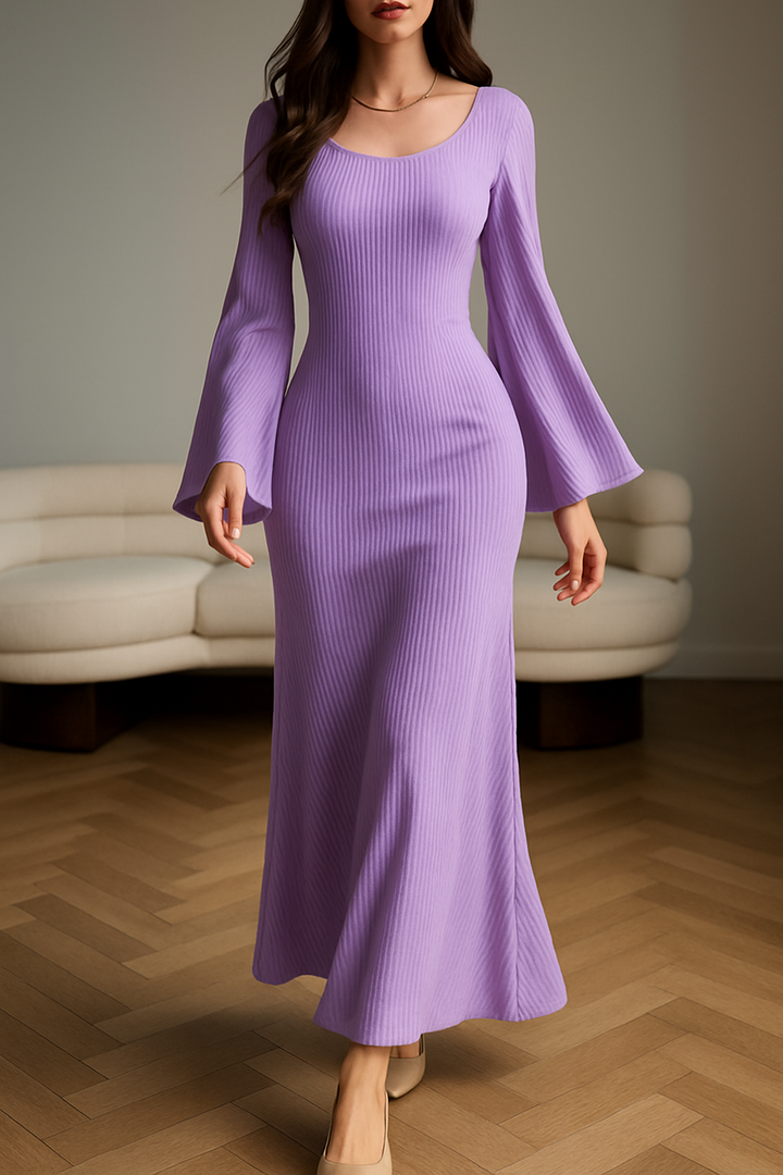Odess | Women's Plain Elegant Maxi Dress | Long Sleeves