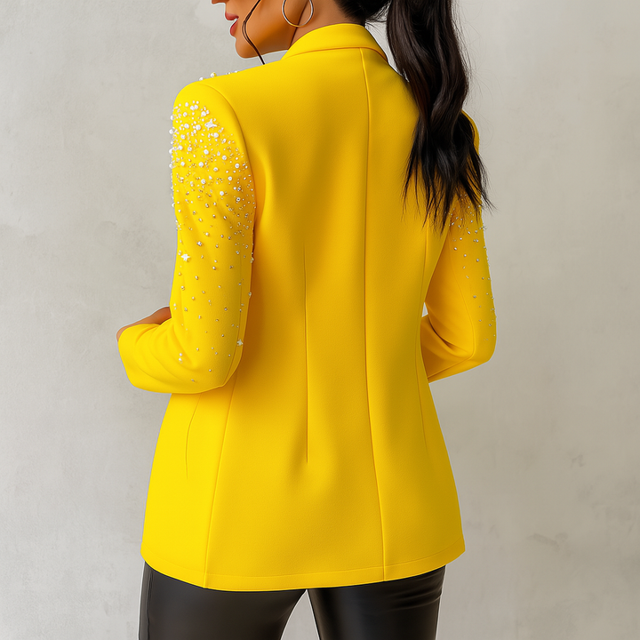 Pearvina | Women’s Pearl-Detail Coat | Fit & Embellished Style