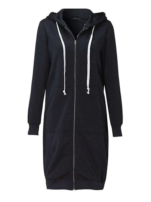 Elearsha | Women’s Casual Layer Longline Zip Hoodie