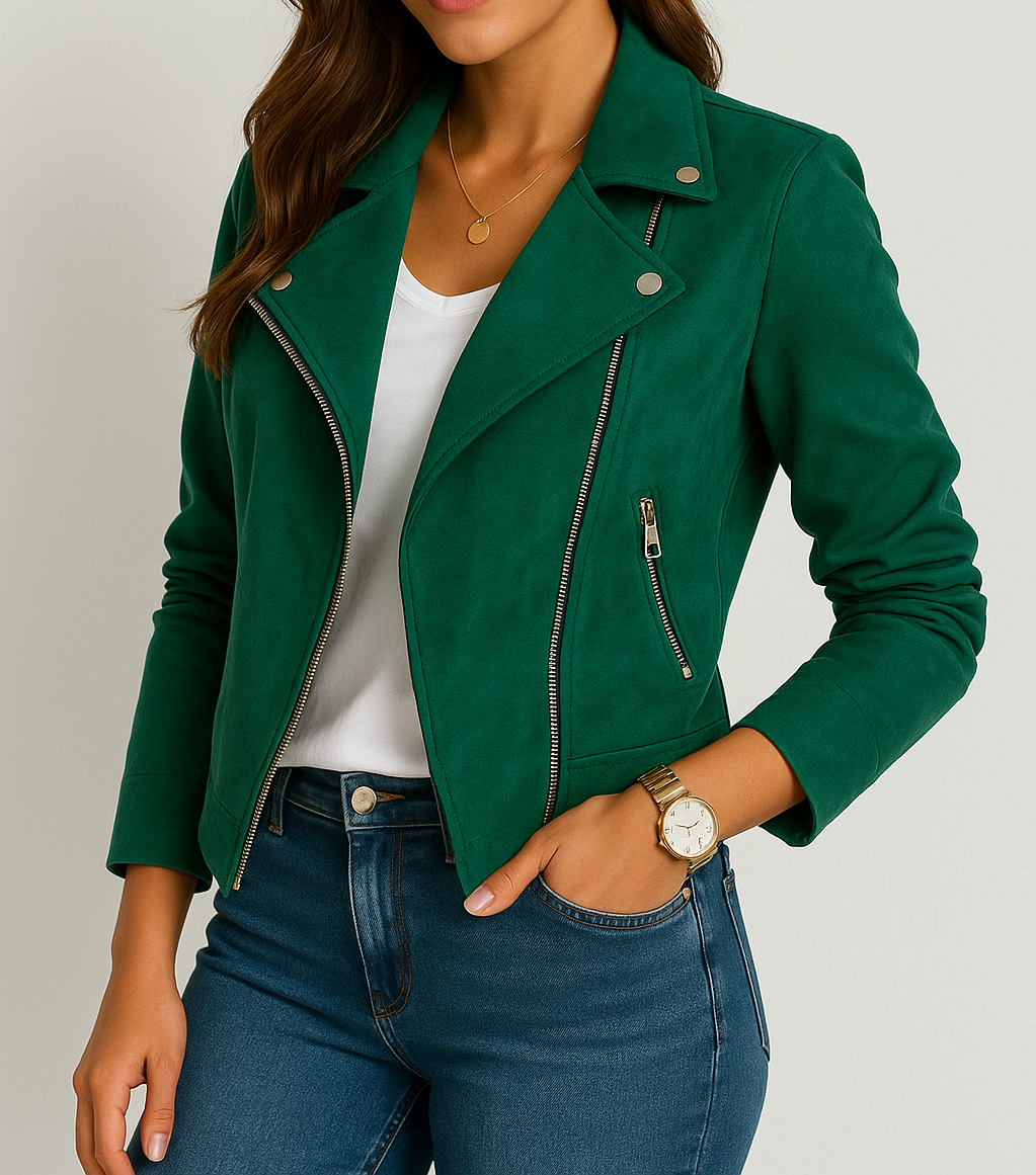 Saelis | Women’s Structured Fit with Urban Flair Chic Faux Leather Style Jacket