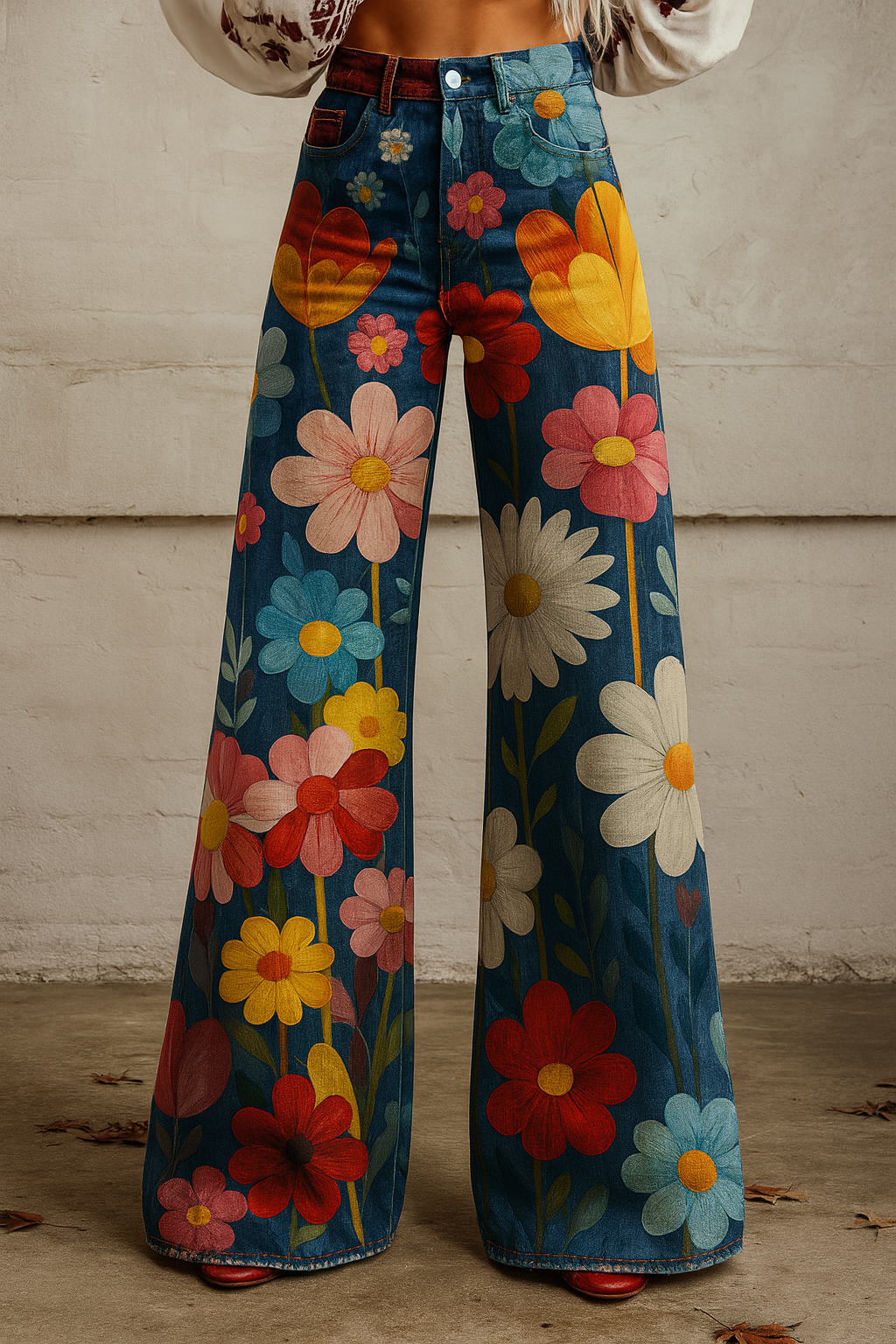 Susandra | Women's Bright Flowers Printed  Pants | Chic