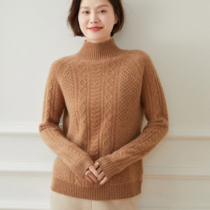 Ysmara | Women’s Cable Knit Turtleneck Sweater | Textured Style & Layered Feel