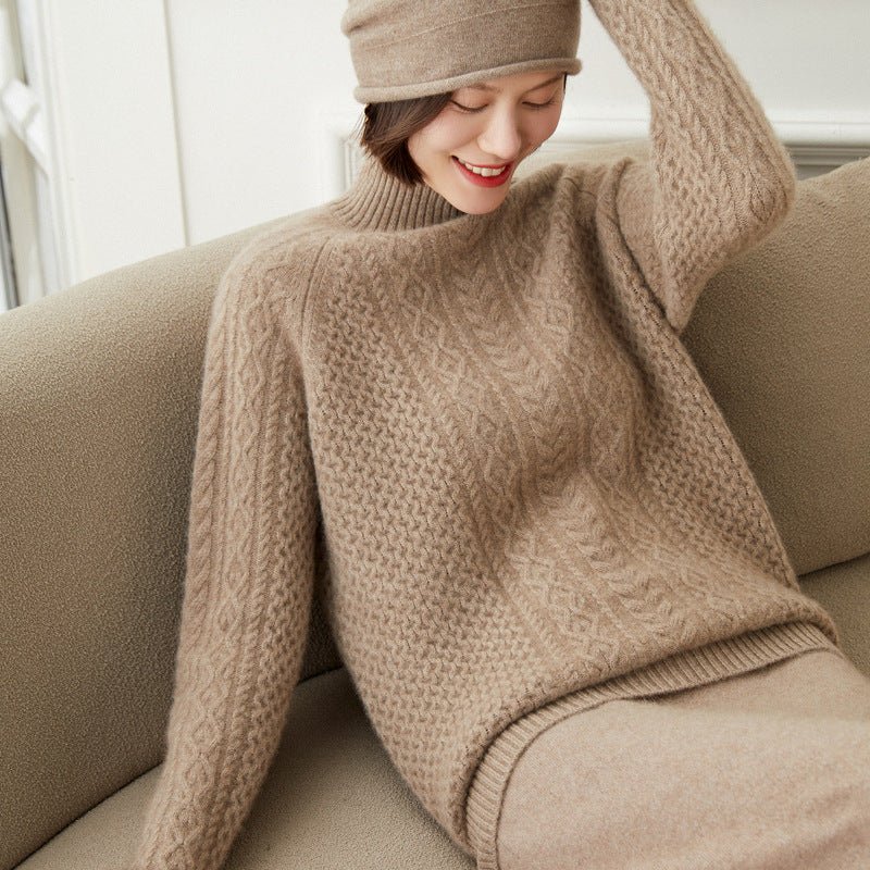 Ysmara | Women’s Cable Knit Turtleneck Sweater | Textured Style & Layered Feel