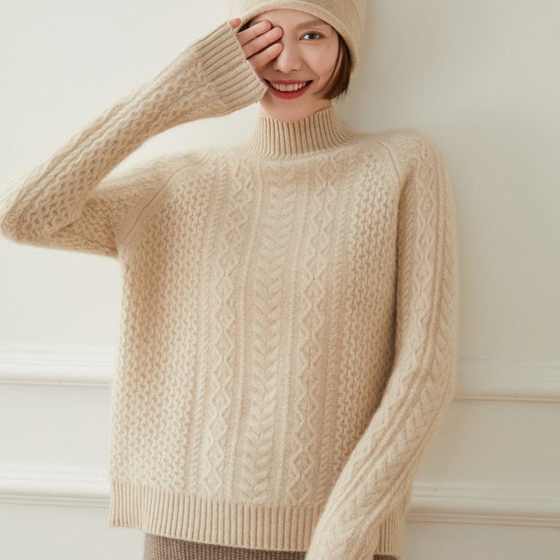 Ysmara | Women’s Cable Knit Turtleneck Sweater | Textured Style & Layered Feel