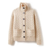 Catrionna | Women’s Button-Up Mock Neck Cardigan | Pocket Detail & Textured Look