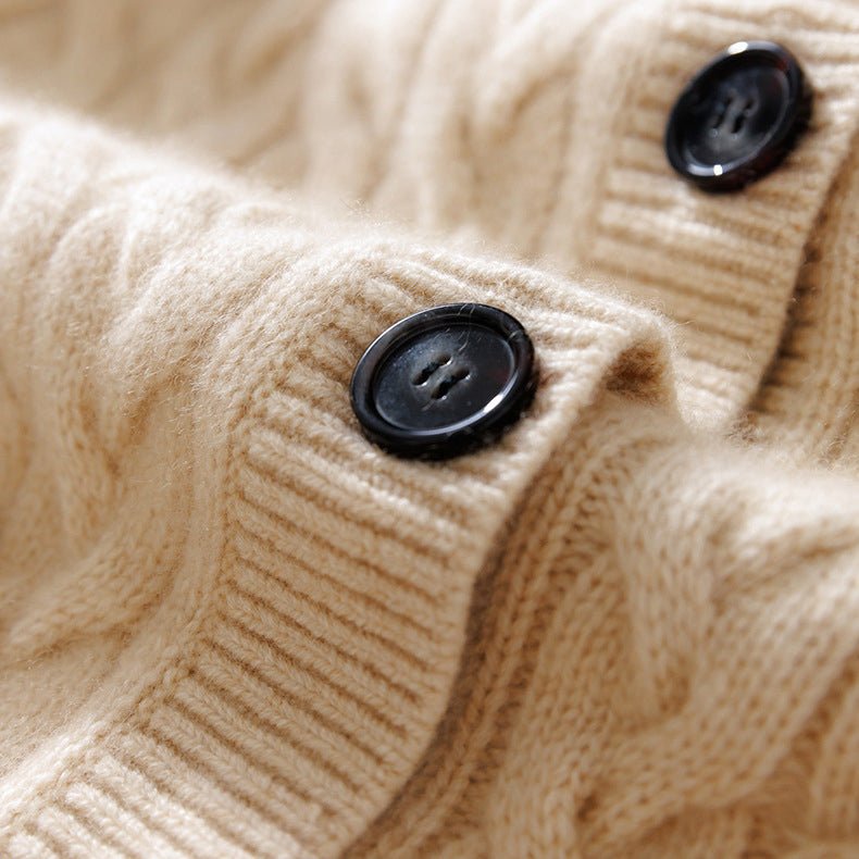 Catrionna | Women’s Button-Up Mock Neck Cardigan | Pocket Detail & Textured Look