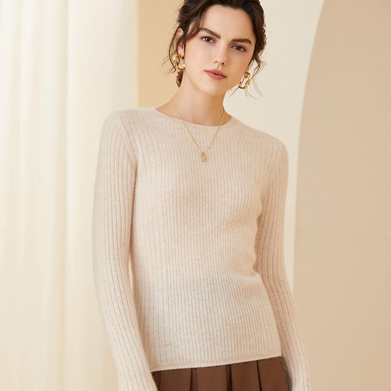 Junessa | Women’s Rib-Knit Sweater Blouse | Crew Neck & Fitted Shape