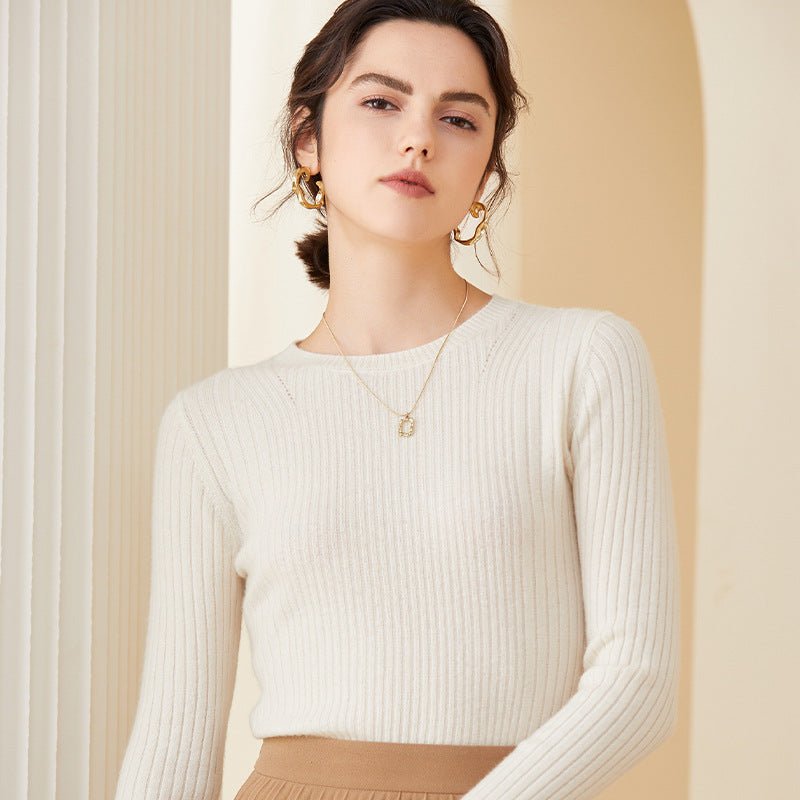 Junessa | Women’s Rib-Knit Sweater Blouse | Crew Neck & Fitted Shape