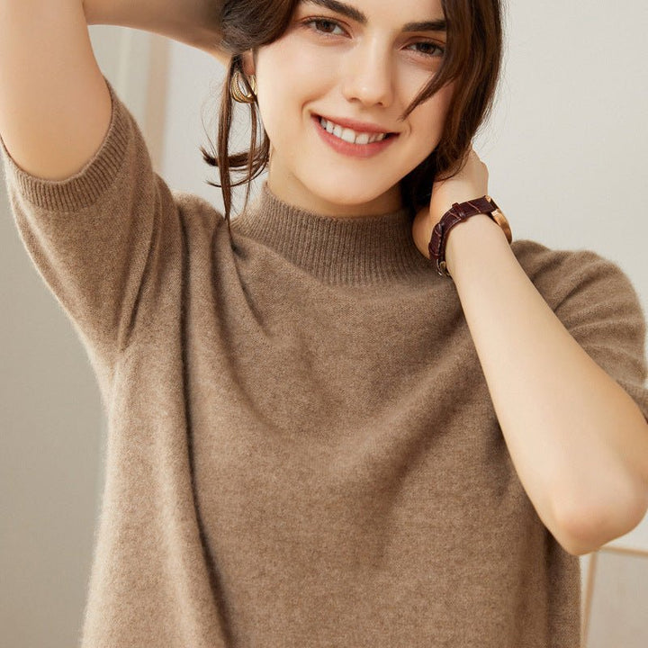 Norwyn | Women’s Mock Neck Sweater | Half Sleeve & Sleek Drape